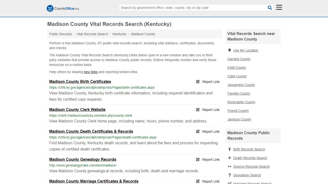 Vital Records Search - Madison County, KY (Birth, Death, Marriage ...